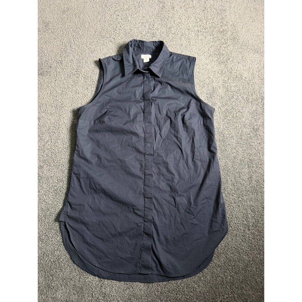 J.Crew Womens Navy Blue Sleeveless Button Down Tunic Shirt C4874 Size 4